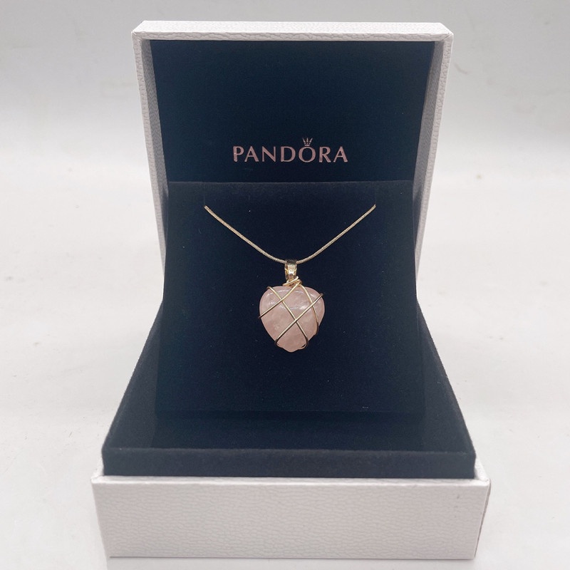 Pandora Necklace Barbie Necklace 18K Gold Cubic Zirconia Diamond Heart Pendant Necklace Woman