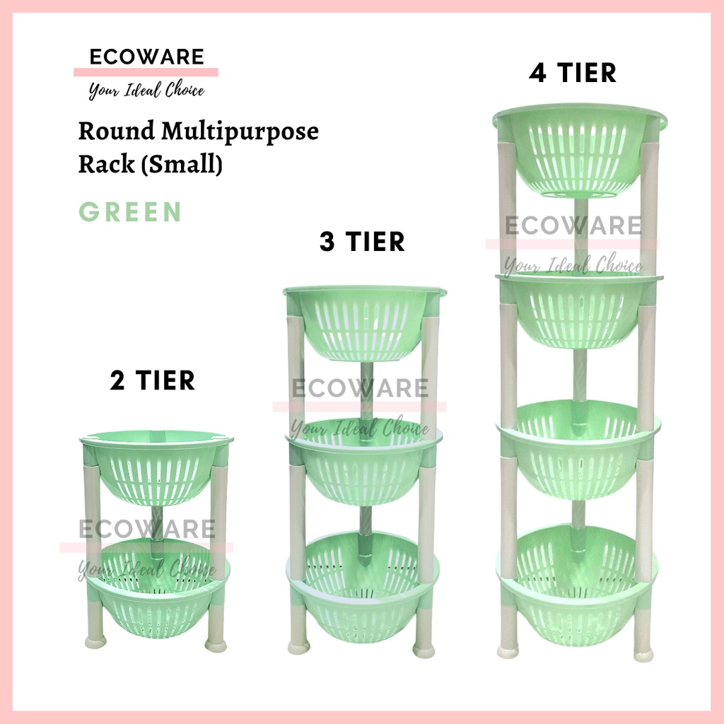 ECOWARE Round Multipurpose Rack Small / Rak Barang Serbaguna Kecil (2/3 ...