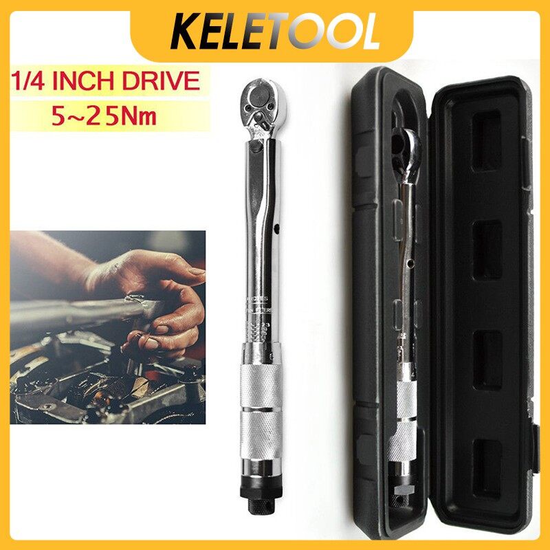 1/4'' Multi-use Drive Torque Wrench 5-25NM Adjustable Hand Spanner ...