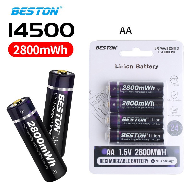 Beston 15v Li Ion Lithium Rechargeable Battery Aa Aaa 800mwh 2800mwh