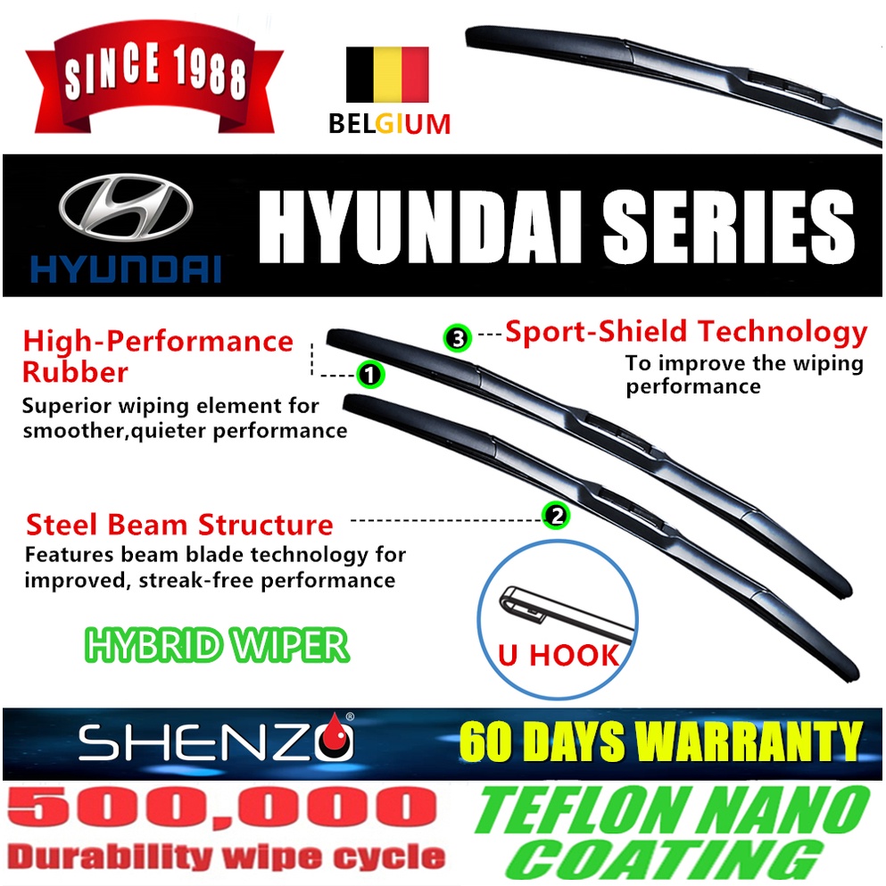 Hyundai wiper blade Atos Accent Avante Elantra Getz I10 I30 I40 Ionic