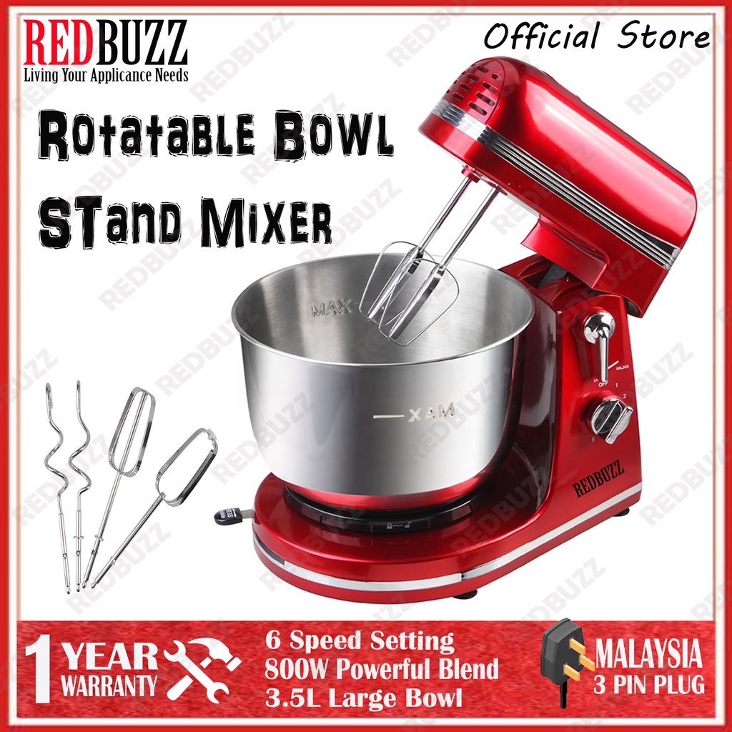 REDBUZZ Heavy Duty 800W Stand Mixer Kitchen Blender Dough with Rotating