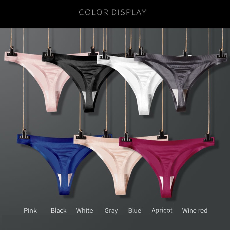 Women Underwear Ice Silk Thong Panties Sexy Briefs Seamless Thongs ...