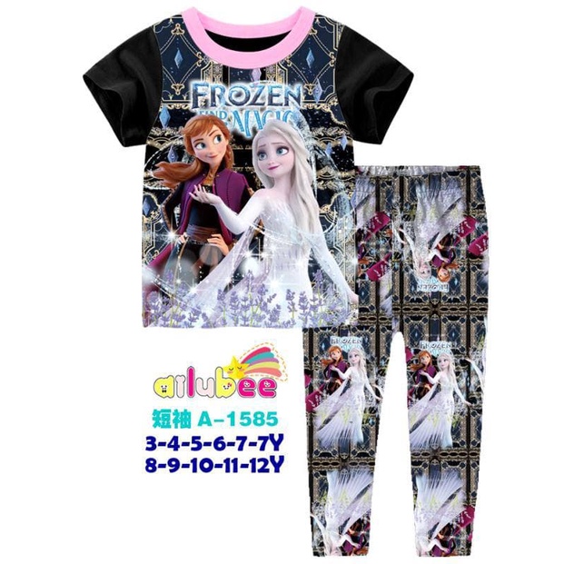 A1585 AILUBEE PYJAMAS FROZEN ANNA ELSA SHORT SLEEVE | Shopee Malaysia