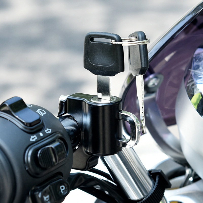 Black Motorcycle Handlebar Lock / Motorcycle Goods Black Anti-Theft ...