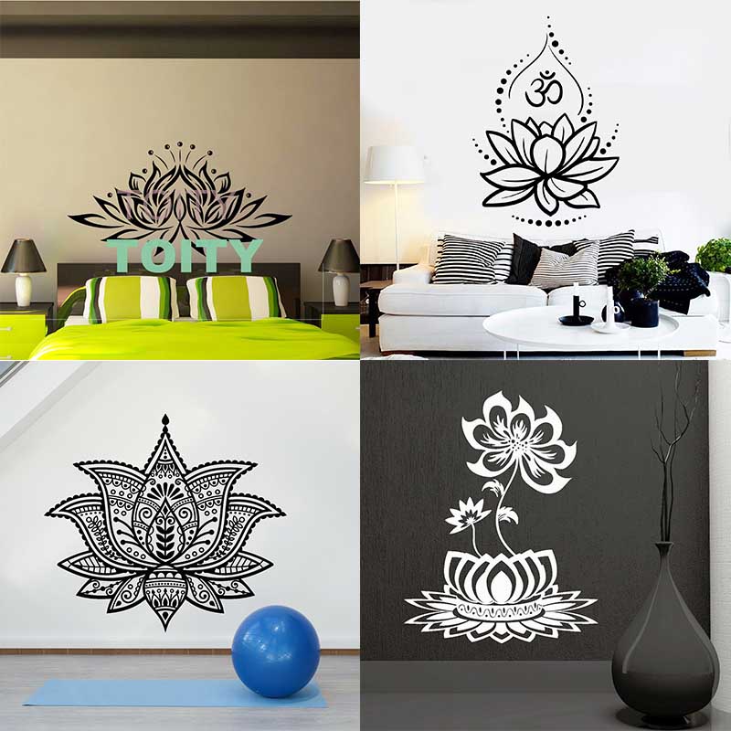 Wall Decal Lotus Flower Ornament Floral Yoga Meditation Buddhism Vinyl ...