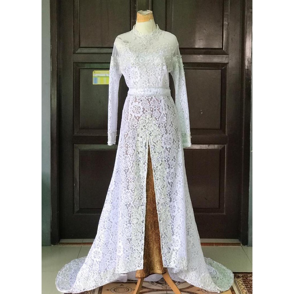 Kebaya Akad Modern Tail Kebaya Akad White Kebaya Bridal Tail Kebaya ...