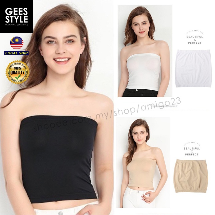 MALAYSIA STOCK Women Wide Elastic Band Bandeau tube top Seamless Long Tube Bra Shopee Malaysia