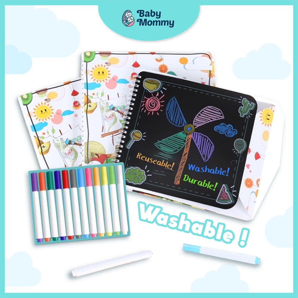 🇲🇾 Ready Stock Reusable Drawing Book Washable Coloring Book Children