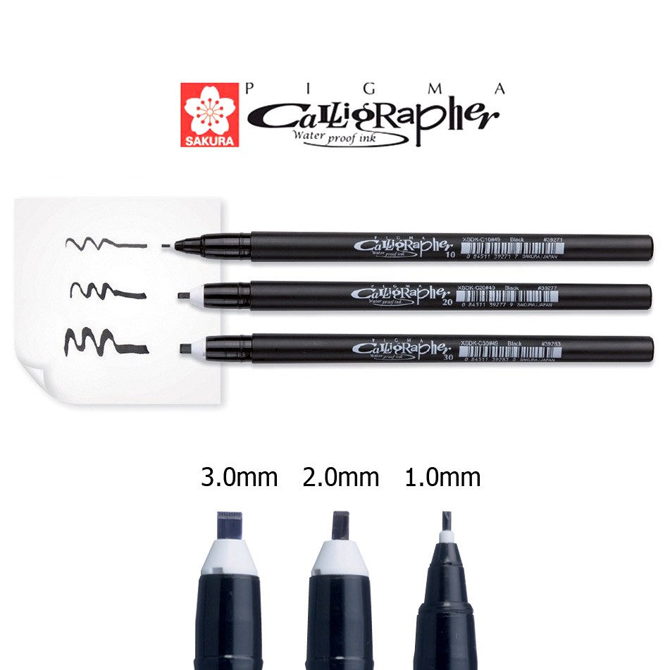 Sakura Pigma Calligrapher Pen 2.0mm (size 20) Black Office School Art - View #4