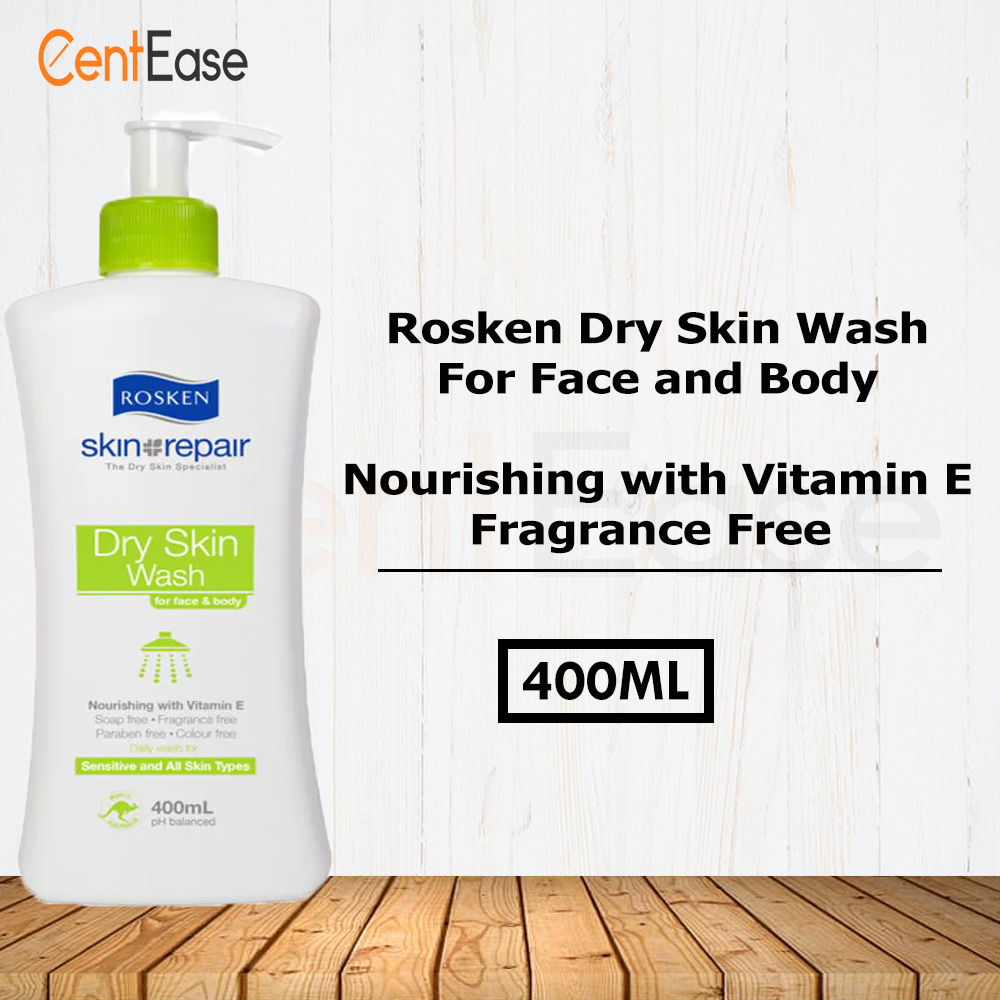 Rosken Dry Skin Wash 400ml (Exp Jun 2023) For Face and Body