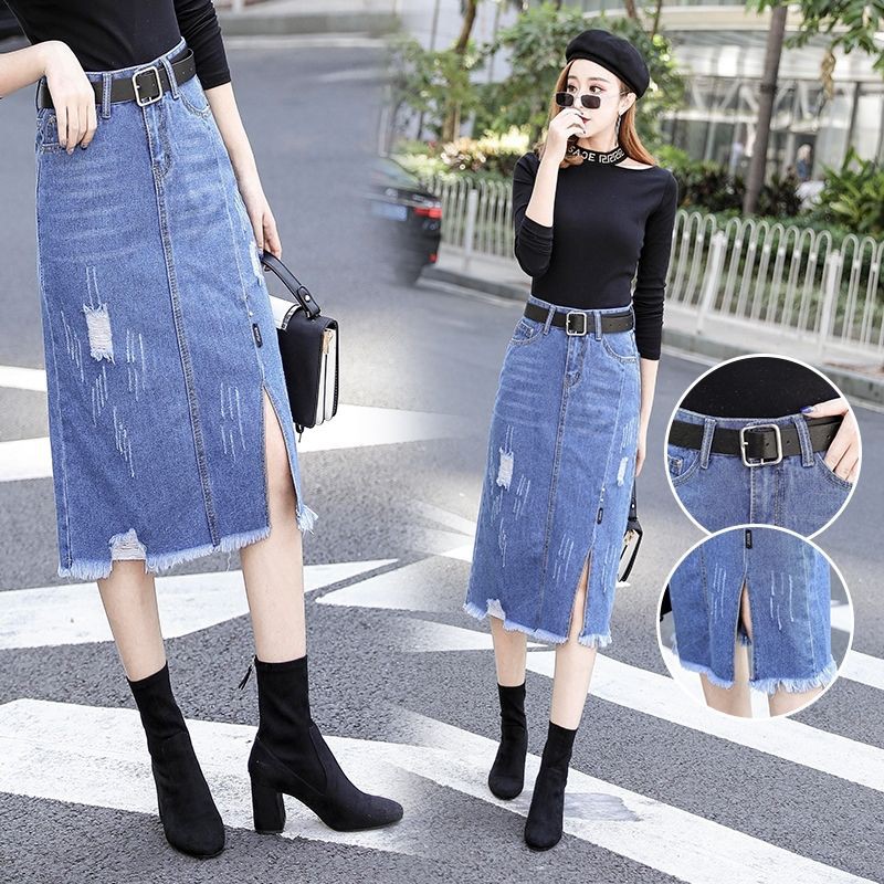 S 5XL Plus Size Jeans Women Skirt Fashion Denim Plus Size Lady Maxi Skirts Shopee Malaysia