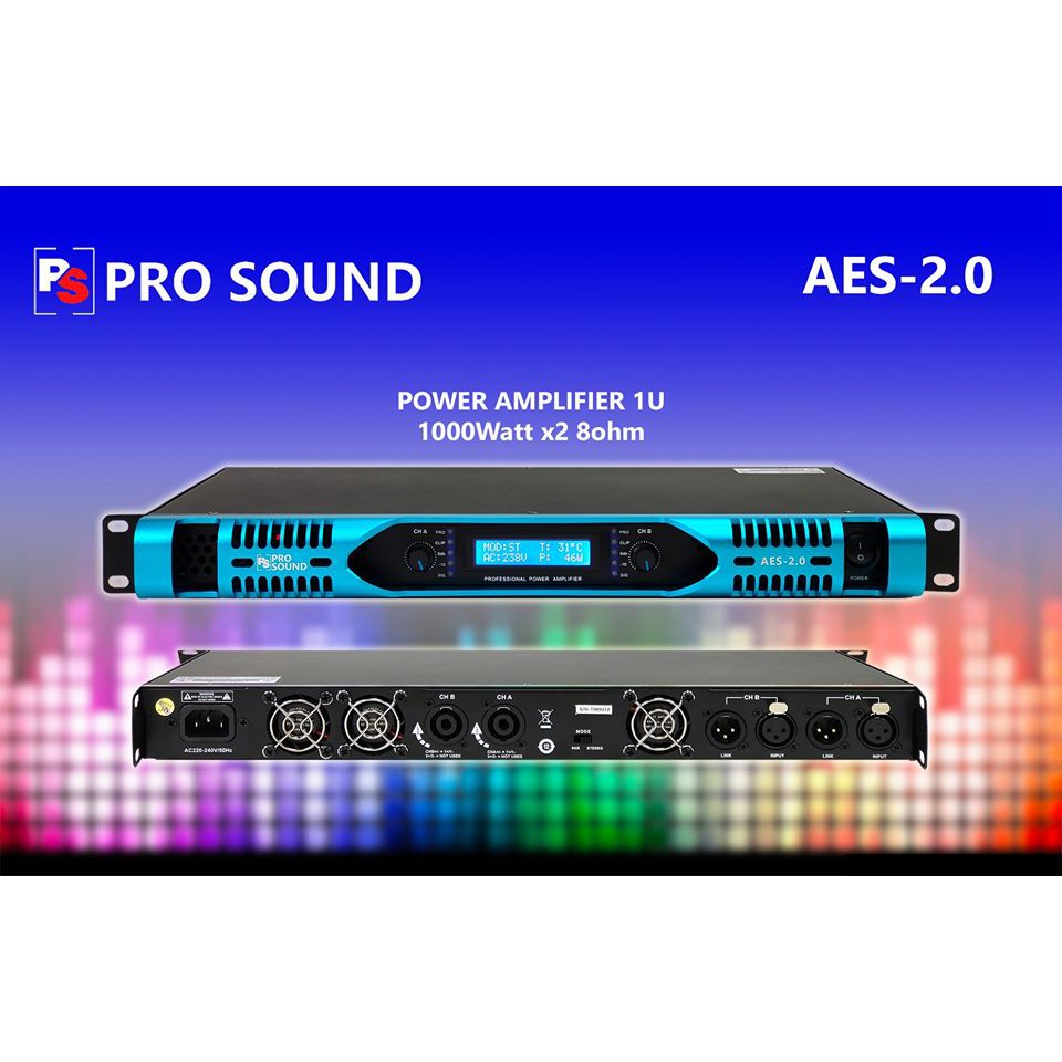 PS Pro Sound AES 2.0 Professional Digital Power Amplifier 1000Wx2