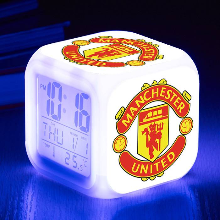 Alarm Clock With LED Color Changing Club Manchester United Shopee