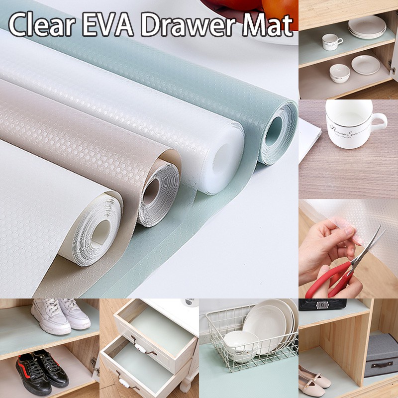 Clear Waterproof Oilproof Shelf Cover Mat Drawer Liner Cabinet Non Slip  Table Adhesive For Kitchen Cupboard