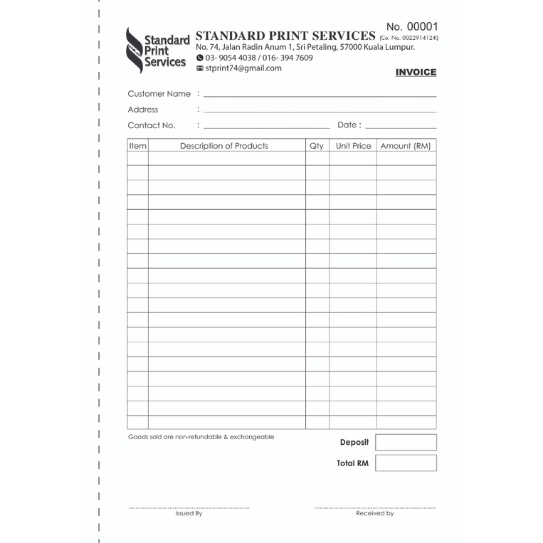 Buku Invoice/Bill Book/Buku Resit/Receipt Book/Cash Sales/Cash Bill ...