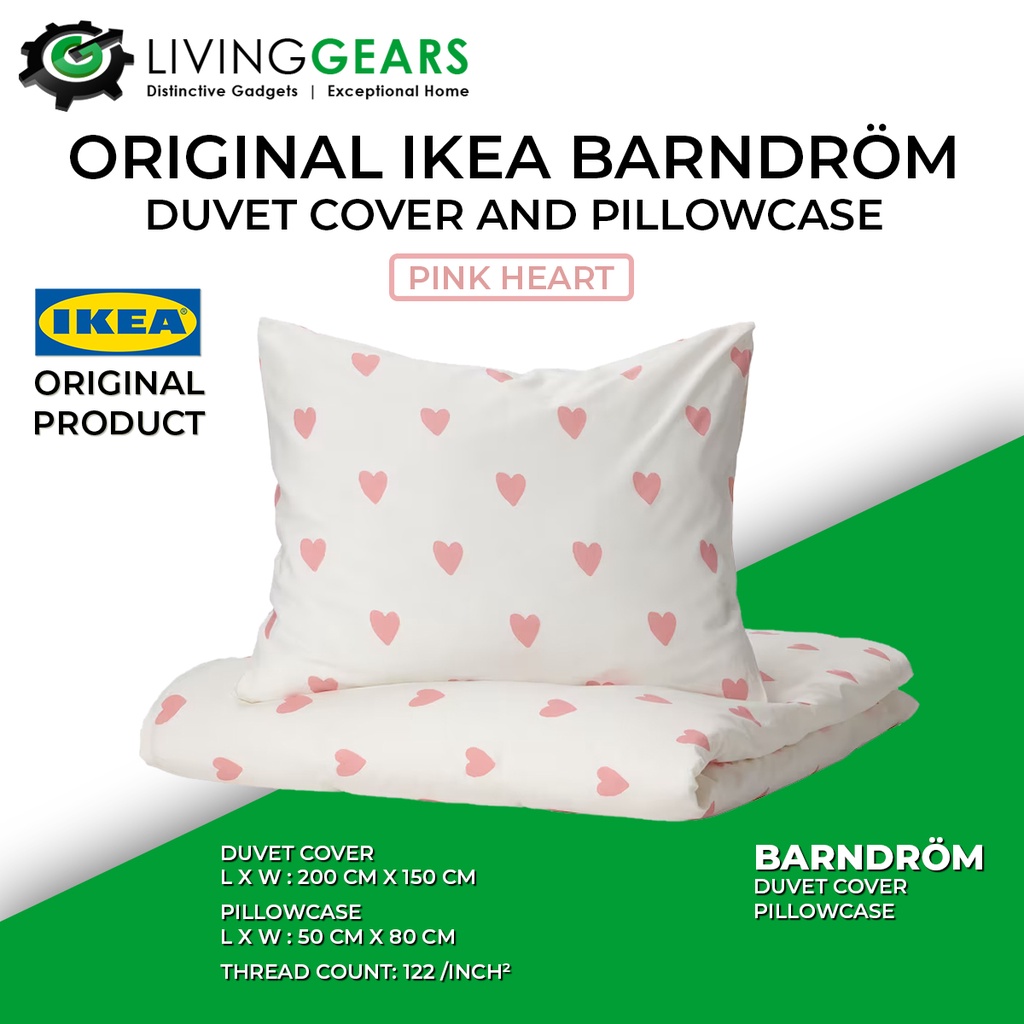 IKEA BARNDROM Duvet Cover and Pillowcase | Pink Heart | Shopee Malaysia