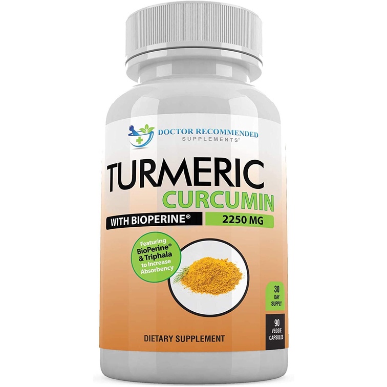 Turmeric Curcumin - 2250mg/d - 90 Veggie Capsules - 95% Curcuminoids ...