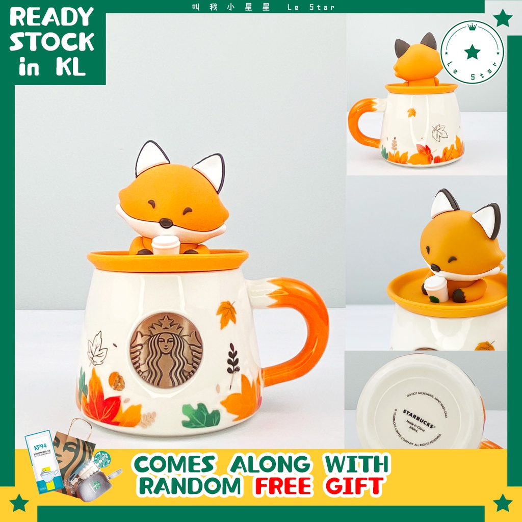 NEW~Starbucks Authentic Autumn fox Cute Rabbit Maple Leaf Cup