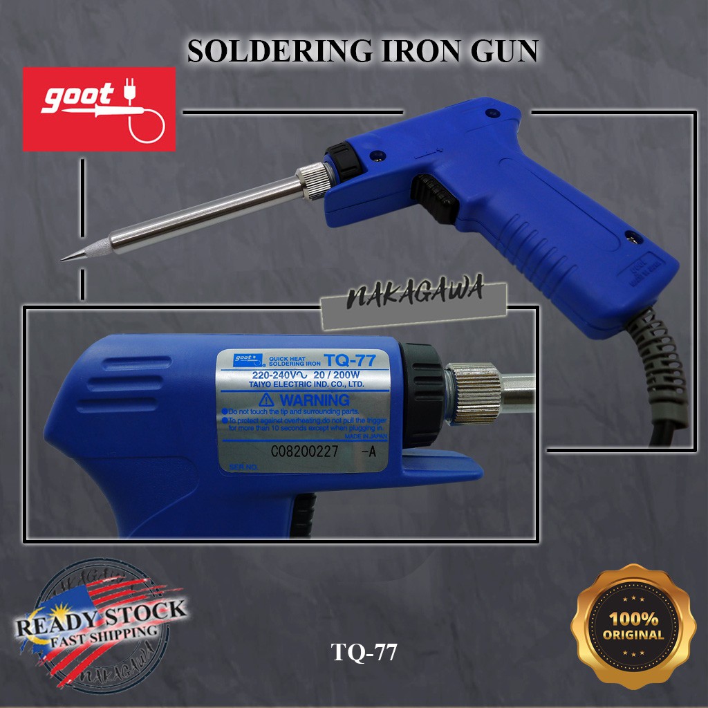 ORIGINAL JAPAN GOOT SOLDERING IRON TQ77 QUICK HEAT SOLDERING GUN TWO