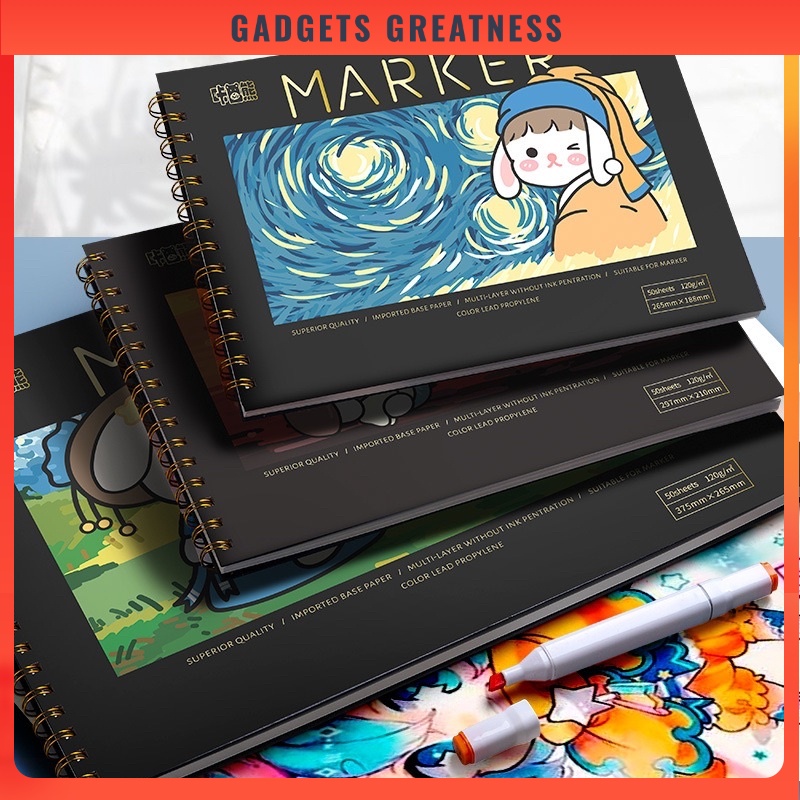 GG Sketch Book Buku Lukisan Drawing Art Paper Stationery Art Marker Pen