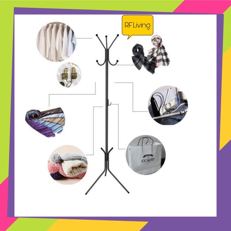 RF Living 9 Hooks Metal Cloth Hanger Multipurpose Hanging Pole Stand ...