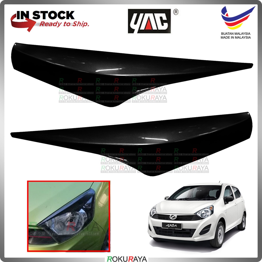 209 EBONY BLACK] G Spec 2014-2016 Perodua Axia Custom Fit ABS Plastic Car  Head Lamp Eye Lid Brow Cover | Shopee Malaysia