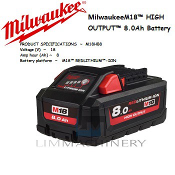 Milwaukee M18 Battery Battery Pack Series M18HB3 M18B5 M18HB8 M18HB12 Shopee Malaysia