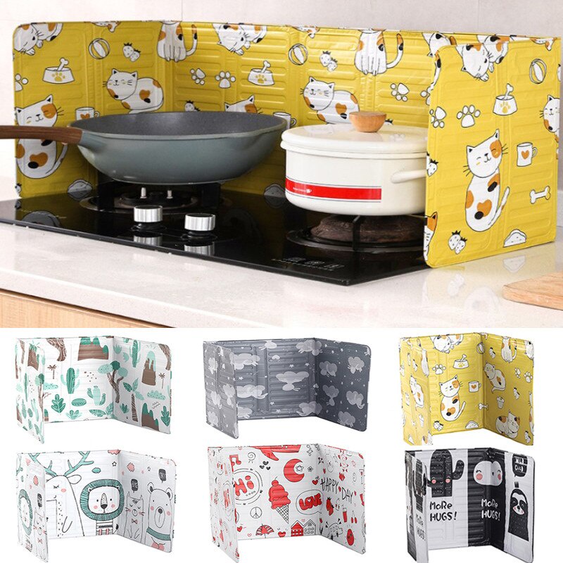 Foldable Removable Kitchen Aluminum Foil OilProof Baffle Cooking