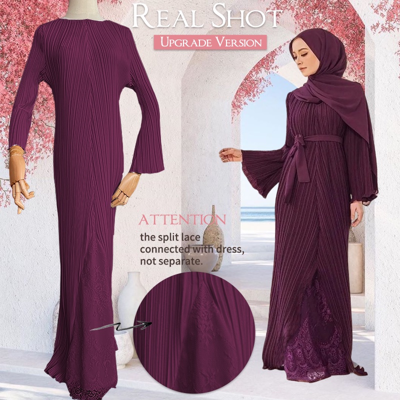 Abaya Robe Dubai Jubah Muslimah Pleated Maxi Dress Moden Pleated