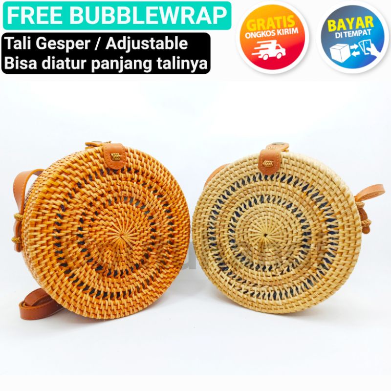 Original Round Rattan Bag with Conch motif 20cm | Shopee Malaysia