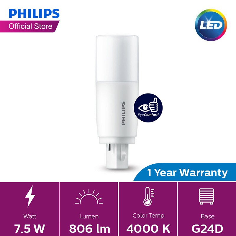 Philips LED PLC-2 Pin (7.5W 3000K/ 4000K/ 6500K) | Shopee Malaysia