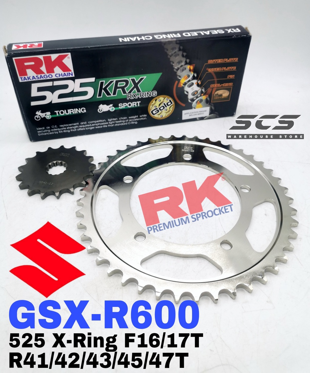 Caltric Blue O-Ring Chain & Sprocket Kit For Suzuki GSX-R600 2006-2010
