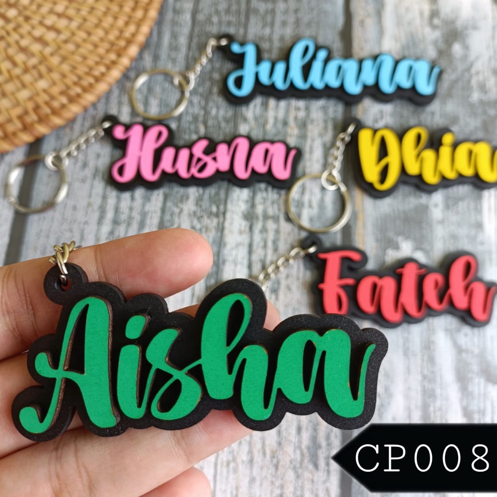 (CP008) Customized Keychain Engrave Keychain Nama Wood Acrylic
