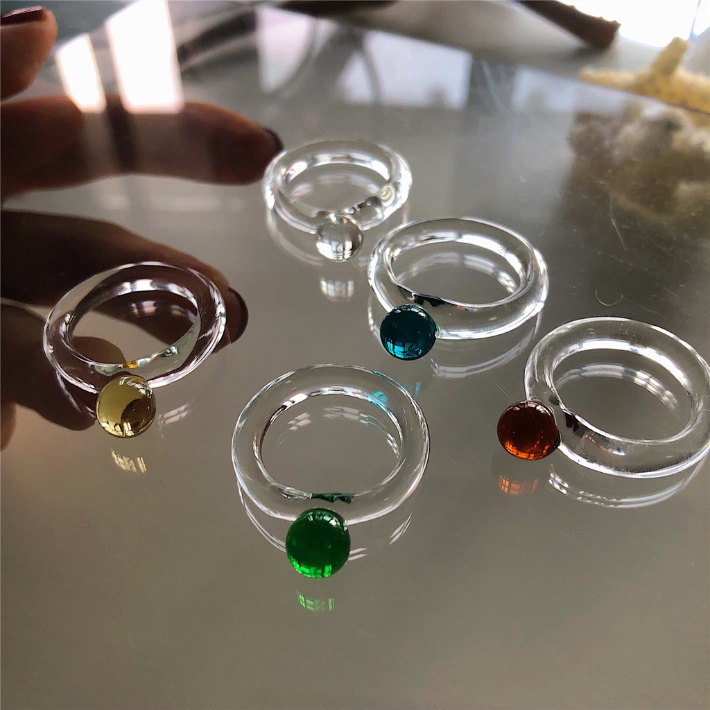 Single Ball Multicolor Transparent Acrylic Ring Niche ins Design ...