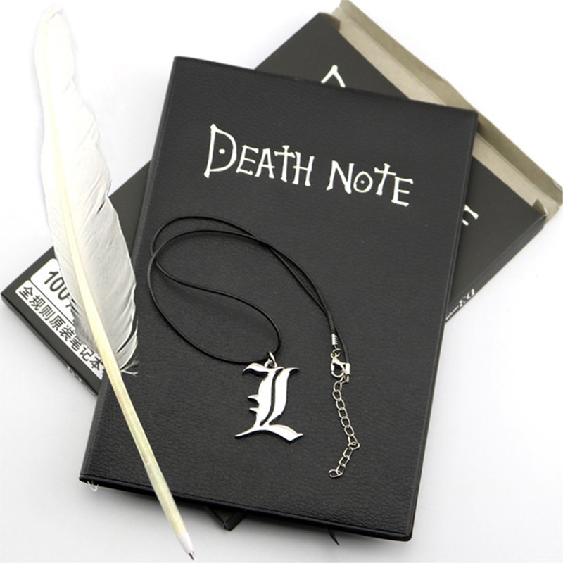 Anime Death Note Notebook Set Leather Journal and Necklace Feather Pen ...