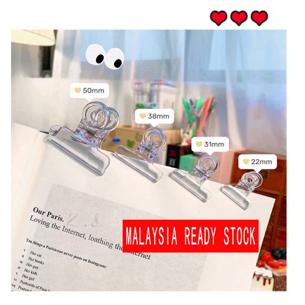 Creative Plastic Clip Transparent Paper Clip Bookmark Clip Student Test ...