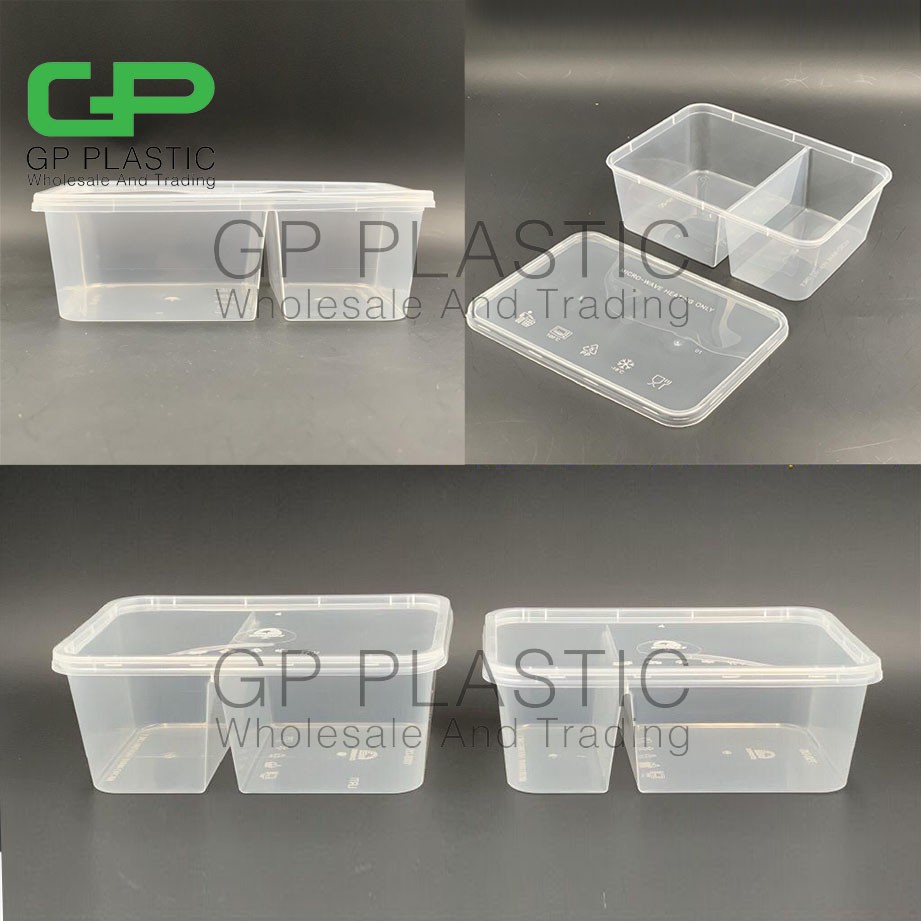 750ml DS 1000ml DS 2 Compartment Rectangular Container with Lid ...