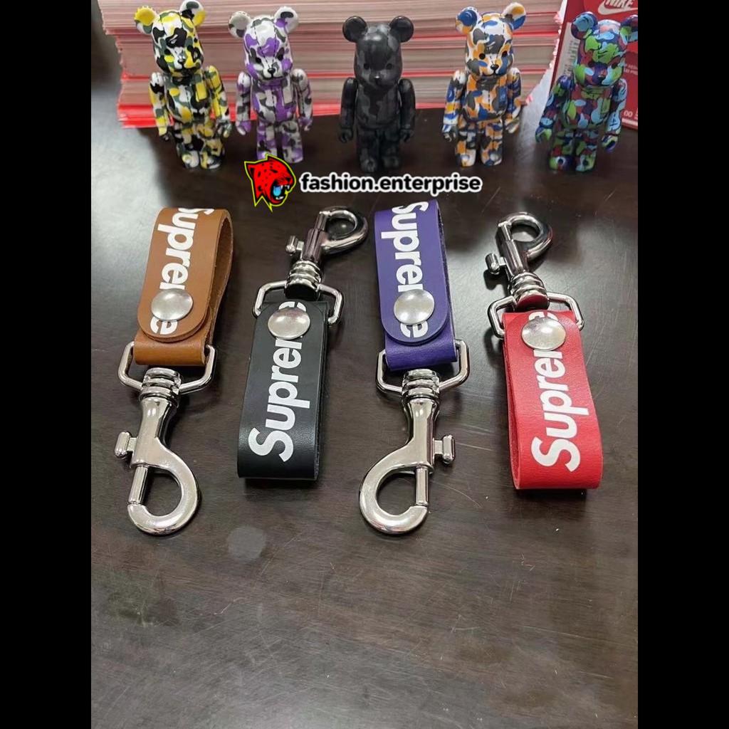 税込】 「なが」Supreme leather black loop key キーホルダー ...