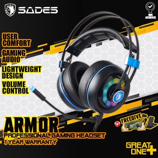 Fone Headset Gamer Sades Usb Armor Realtek Rgb Profissional