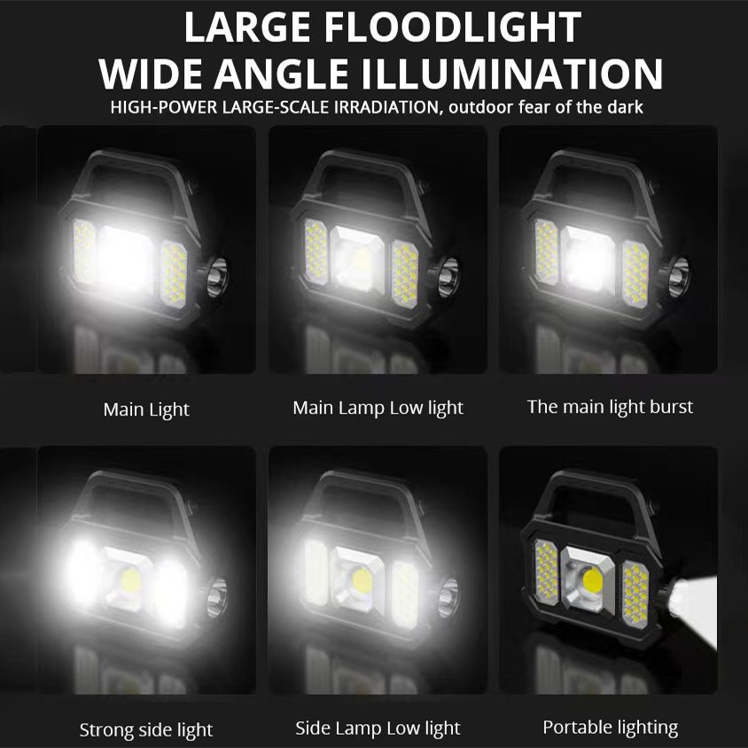 LED Solar Work Lamp Light USB Rechargeable Searchlight Portable Camping ...