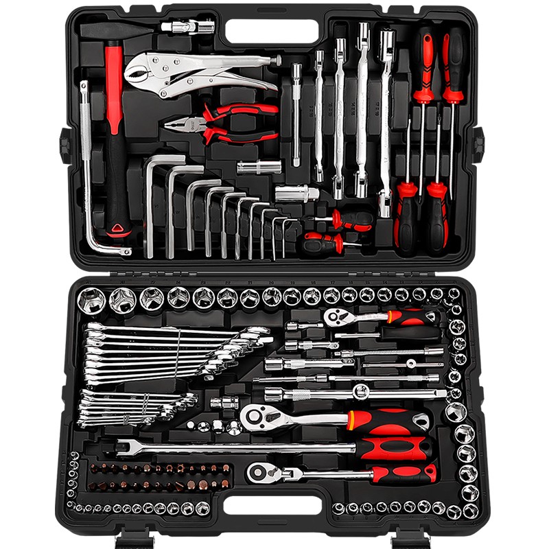 Car 132pcs Universal Auto Repair Tool Box Set Automotive 1/4 3/8 & 1/2