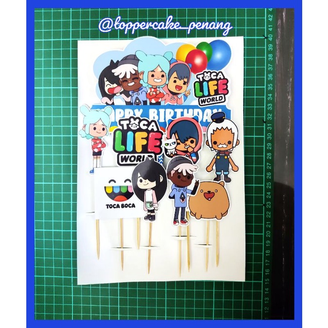 Toca Boca Happy Birthday Decoration Set Cake Topper for Birthday Cake ...