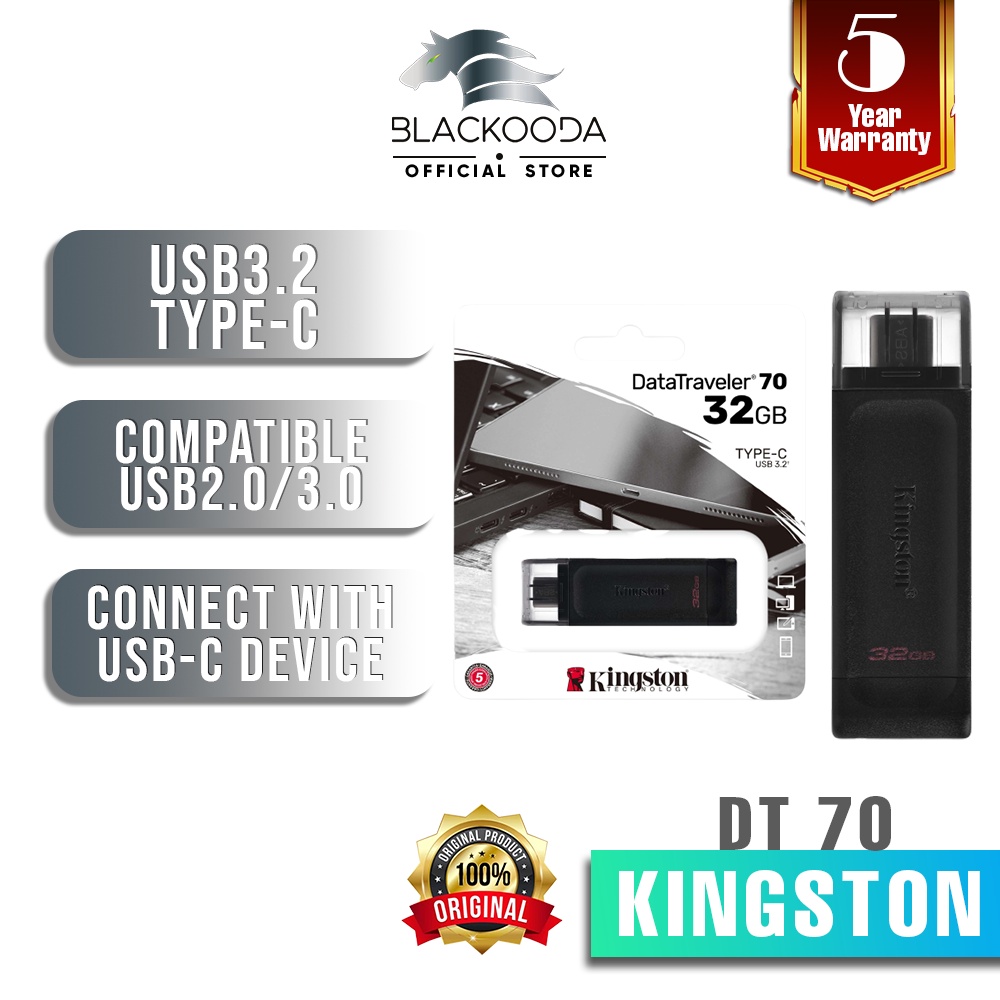 Kingston DataTraveler 70 DT70 USBC Flash Drive (128GB/64GB/32GB
