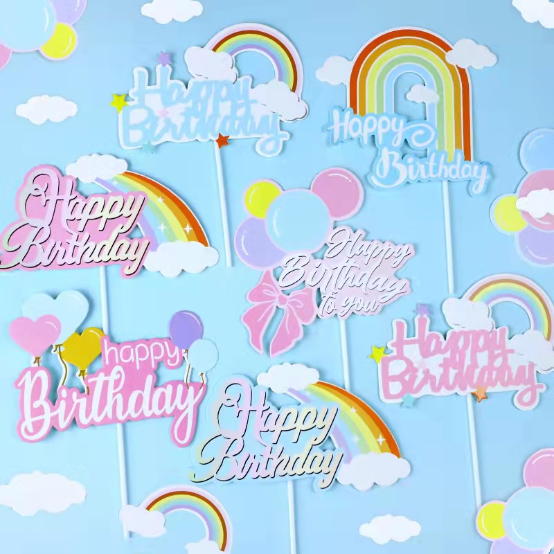 2pcs Rainbow Cake Decor Set Large Small Rainbows Cake Topper Pink Blue Brown DIY Boho Baby Shower Birthday Wedding Party Cake - 15