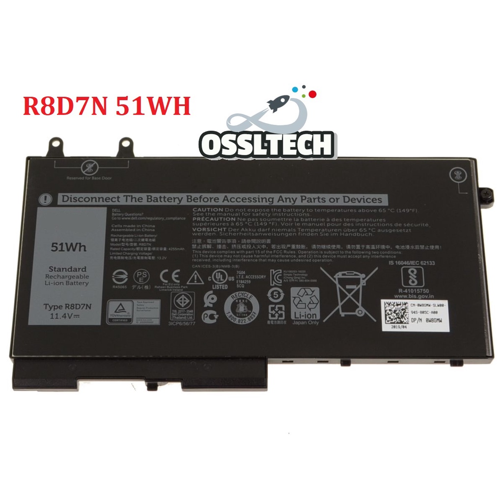 Precision 3540 Inspiron 7591 2-in-1 Latitude 5400 5401 5500 R8D7N  W8GMW TNT6H CELLS Laptop Replacement Battery Shopee Malaysia