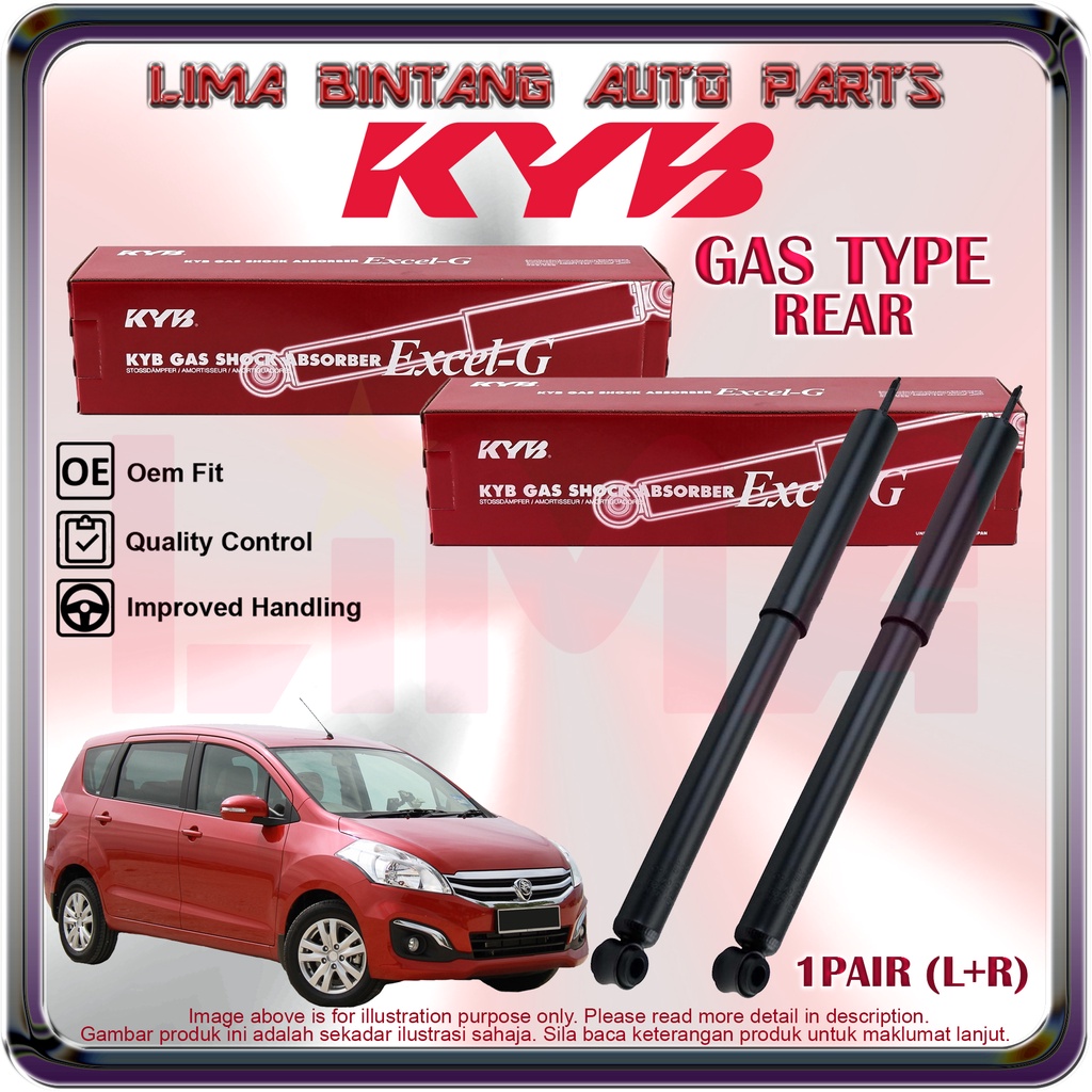 ( 1Pair ) Proton Ertiga Rear Shock Absorber Gas KAYABA KYB | Shopee ...