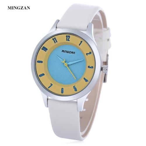 MINGZAN 6202 WOMEN QUARTZ WATCH STEREO DIAL LEATHER FEMALE WRISTWATCH YELLOW Shopee Malaysia