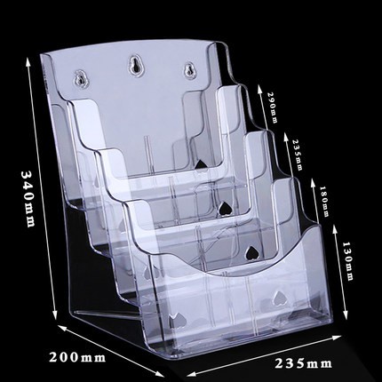 A4 Acrylic Brochure Display Holder Racks Stand To Insert Leaflet 1/2/3 ...