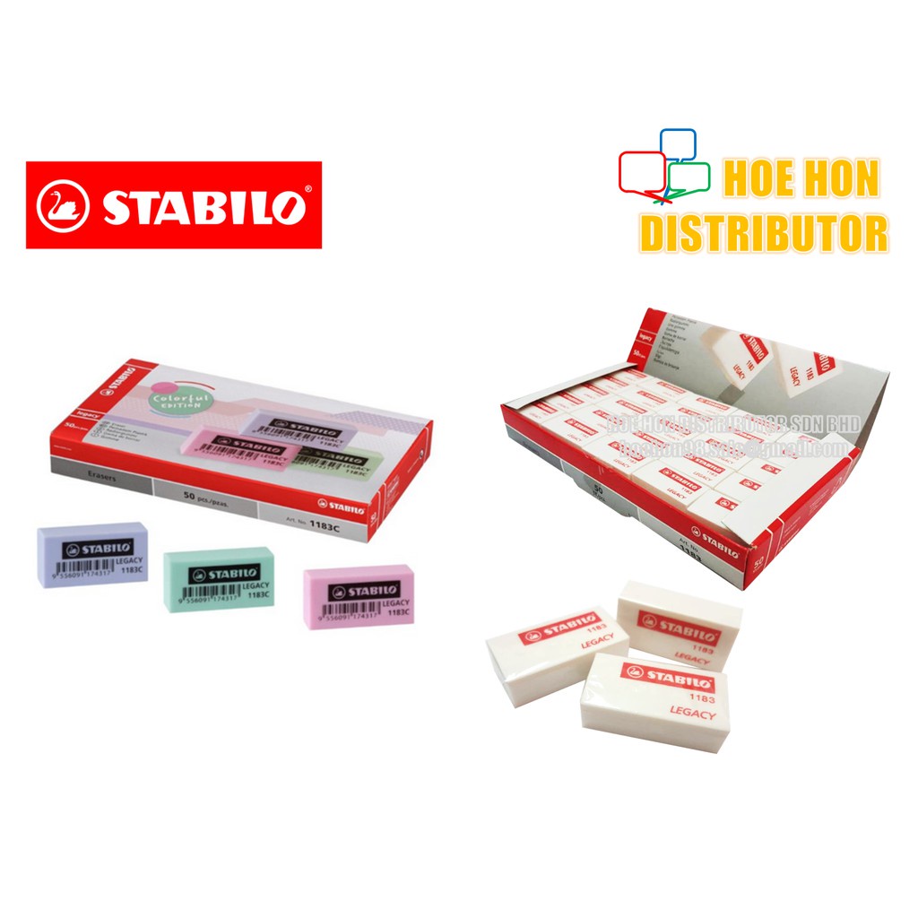 Stabilo Legacy Eraser / Rubber / Pemadam 1183 / 118350 / 1183C Colour ...